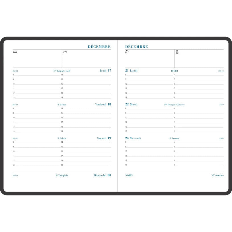 Agenda 2027 EXACOMPTA Semainier Pratic 19 - 14 x 18 cm - 1 semaine sur 2 pages - Orientation horizontale - Barbara rouge - 3660942002165
