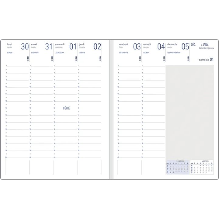 Agenda 2027 OBERTHUR Kiev - 16 x 24 cm - 1 semaine sur 2 pages - Orientation verticale - Rouge - 3664447229881