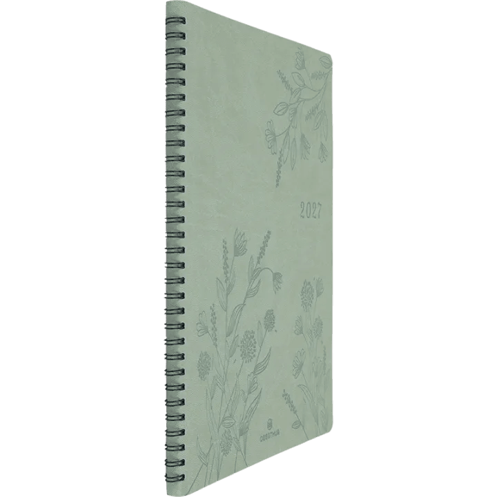 Agenda 2027 OBERTHUR Primrose - 21 x 27 cm - 1 semaine sur 2 pages - Orientation verticale - Vert sauge - 3664447229294