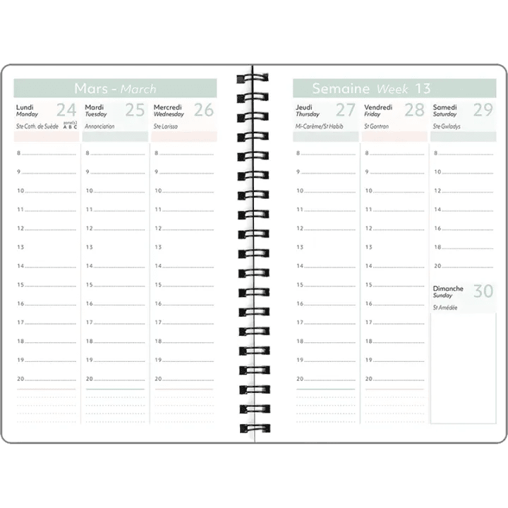 Agenda 2027 OBERTHUR Tokyo - 10 x 15 cm - 1 semaine sur 2 pages - Orientation verticale - Papillons - 3664447232324