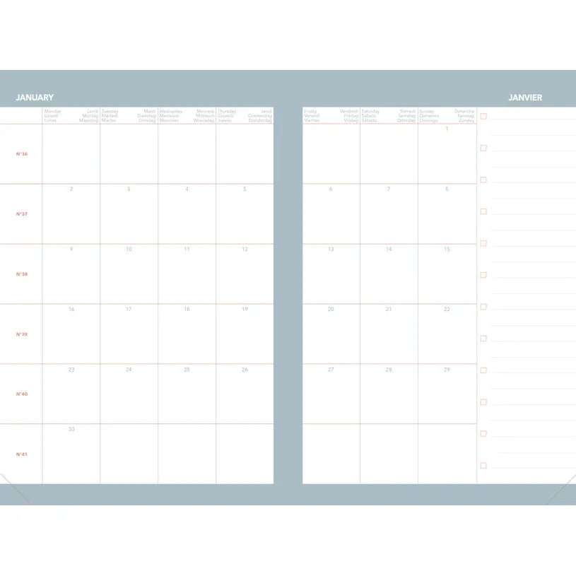 Agenda 2027 QUO VADIS Ministre Color - 16 x 24 cm - 1 semaine sur 2 pages - Orientation verticale - Ella rose nacre - 3371010532551