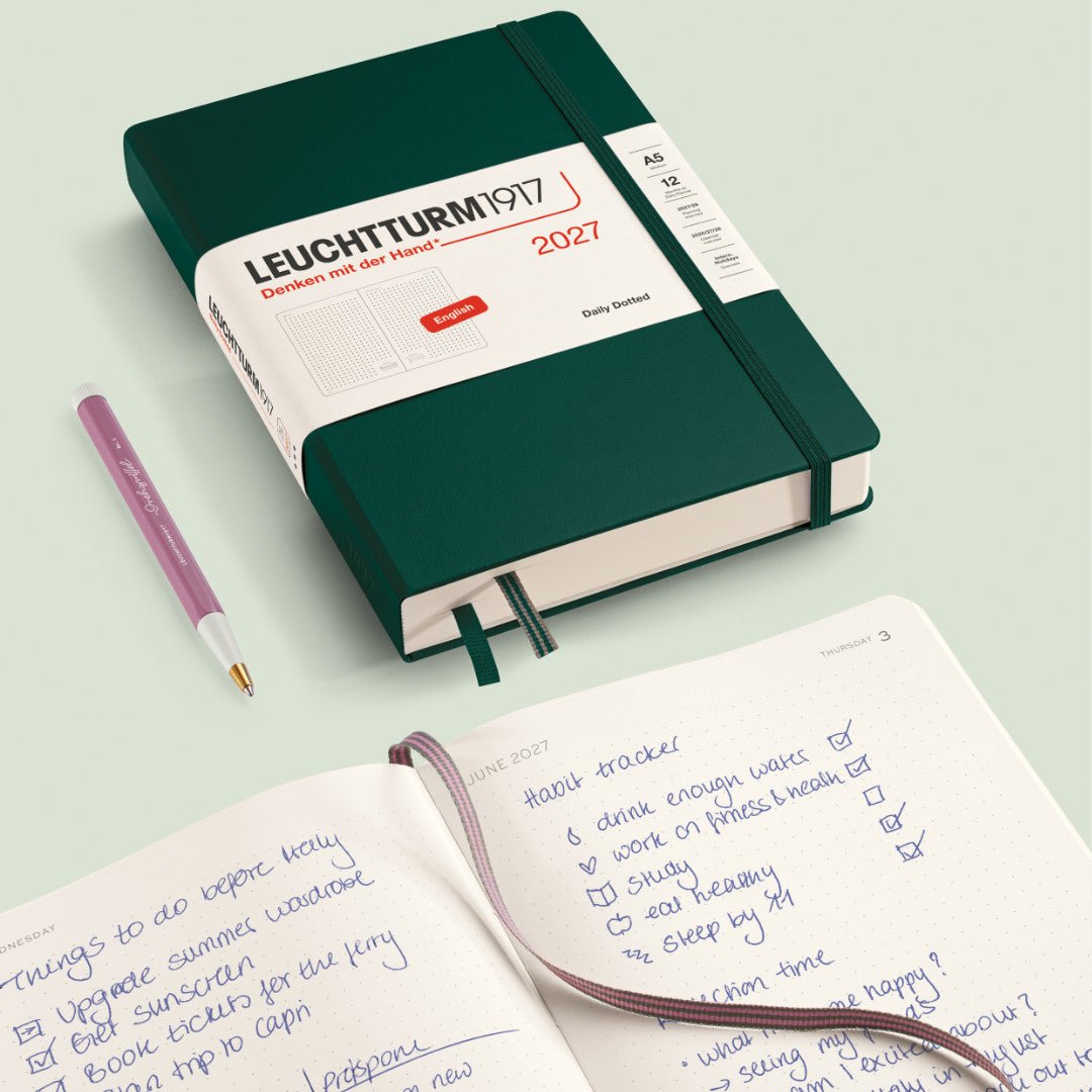 Agenda Journalier Pointillé 2027 LEUCHTTURM1917, Anglais - A5 - Hardcover - Forest Green - 4070292003221