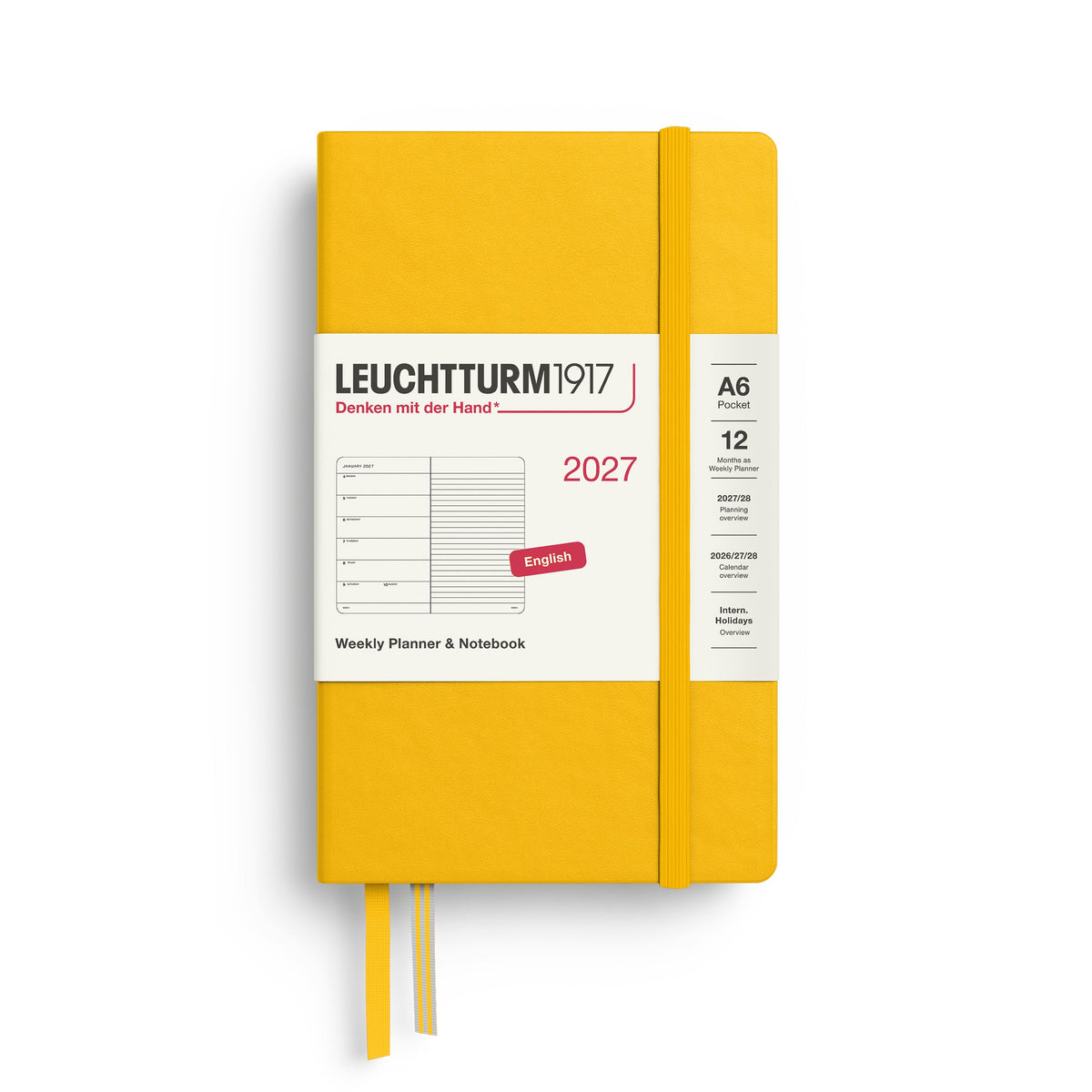 Agenda Semainier & Note Ligné 2027 LEUCHTTURM1917, Anglais - A6 - Hardcover - Sunflower - 4070292002132