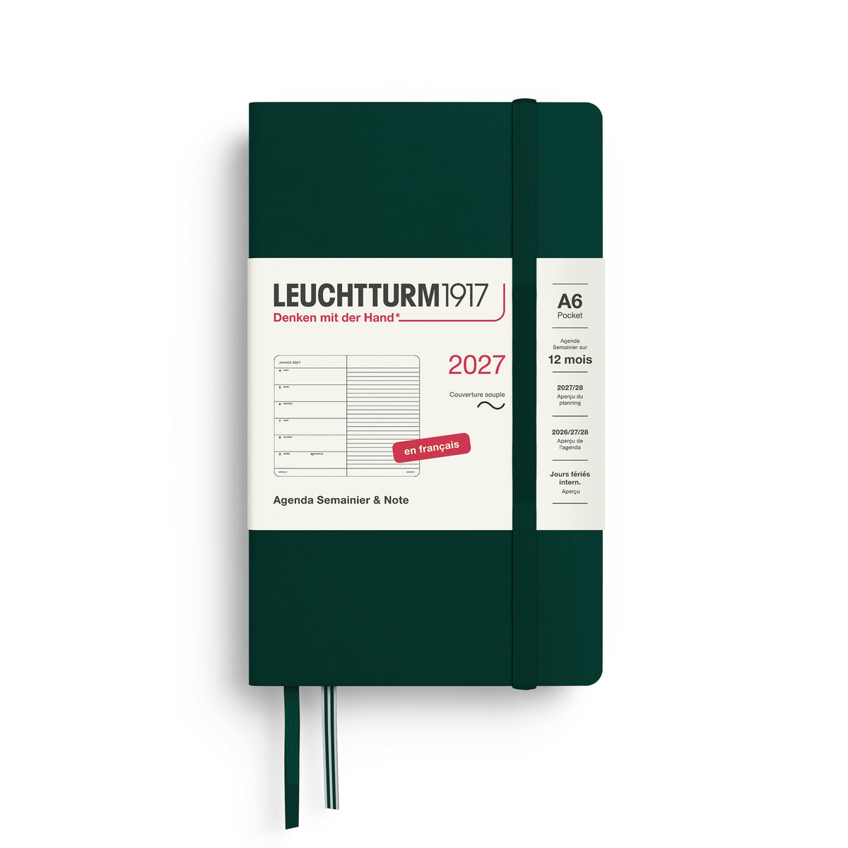 Agenda Semainier & Note Ligné 2027 LEUCHTTURM1917, Français - A6 - Softcover - Forest Green - 4070292003870