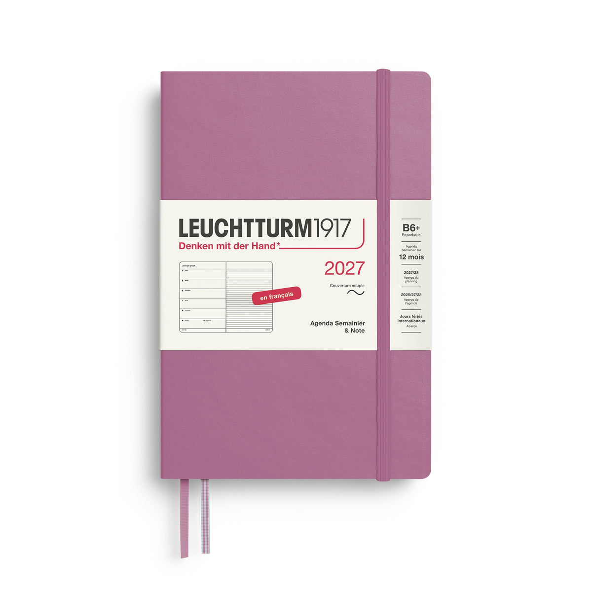 Agenda Semainier & Note Ligné 2027 LEUCHTTURM1917, Français - B6+ - Softcover - Dusty Rose - 4070292003818