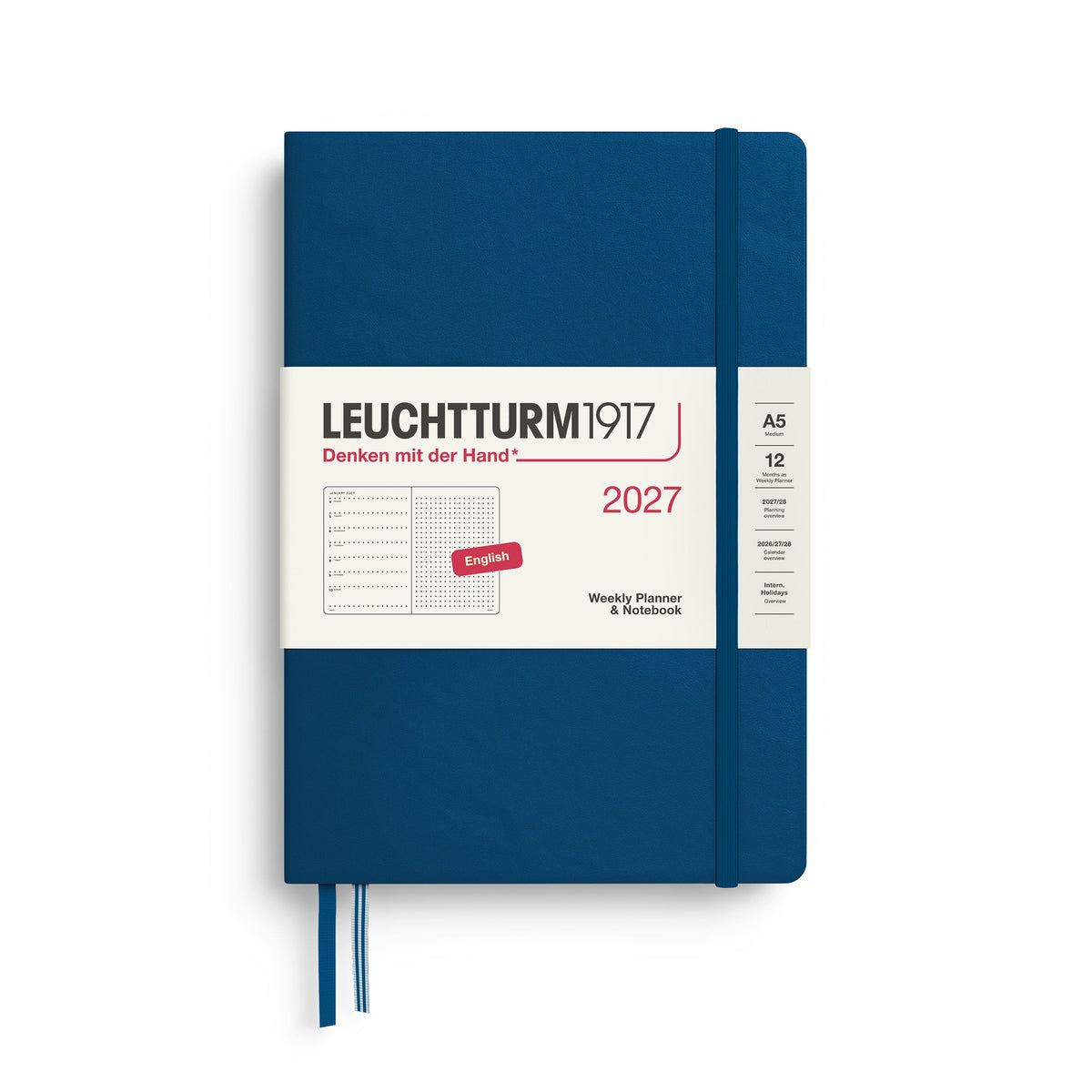 Agenda Semainier & Note Pointillé 2027 LEUCHTTURM1917, Anglais - A5 - Hardcover - Indigo - 4070292002491