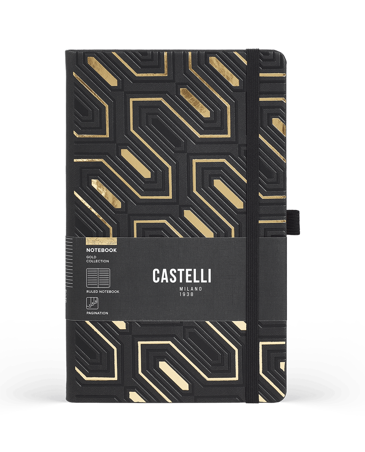 Carnet CASTELLI MILANO Gold - 19 x 25 cm - Hardcover - Ligné - Obelisk - 8056149955581