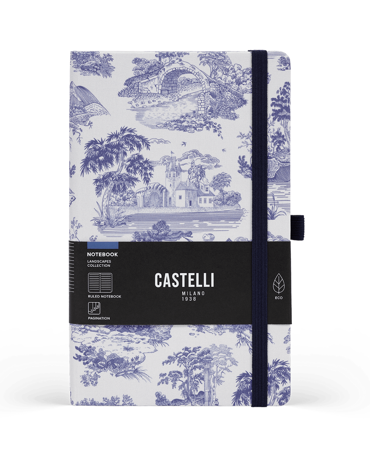 Carnet CASTELLI MILANO Landscapes - 13 x 21 cm - Hardcover - Ligné - Marine Blue - 8056149959862