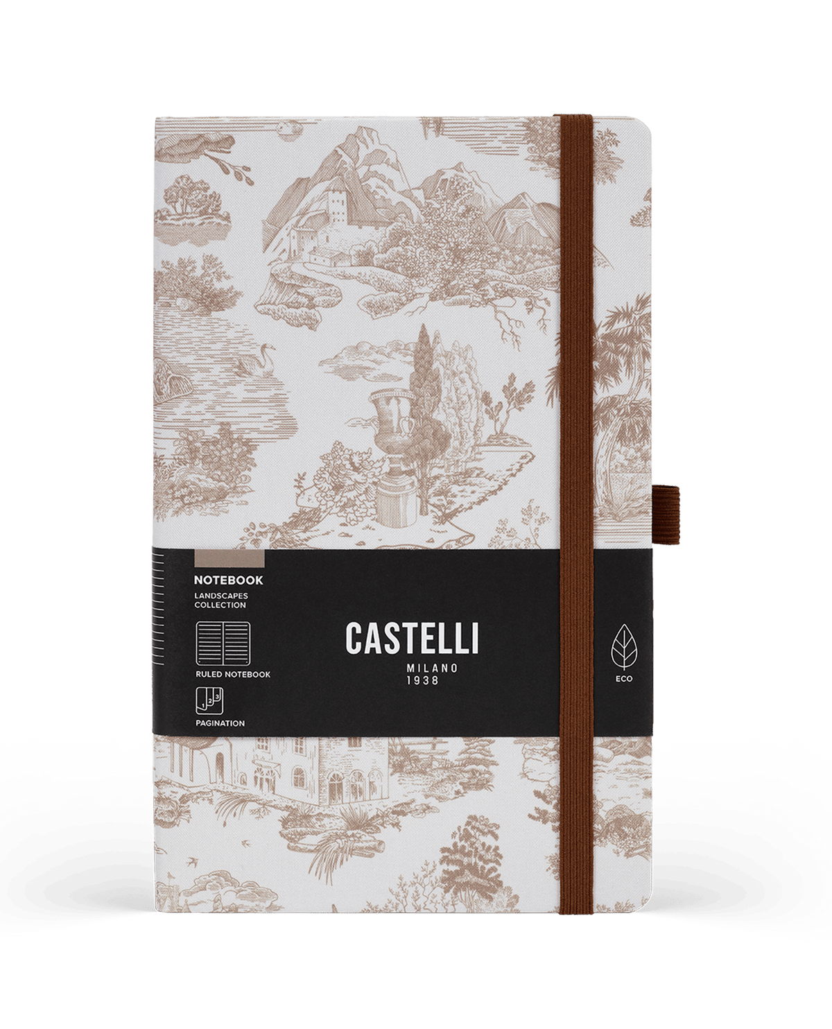 Carnet CASTELLI MILANO Landscapes - 13 x 21 cm - Hardcover - Ligné - Walnut - 8056149959893