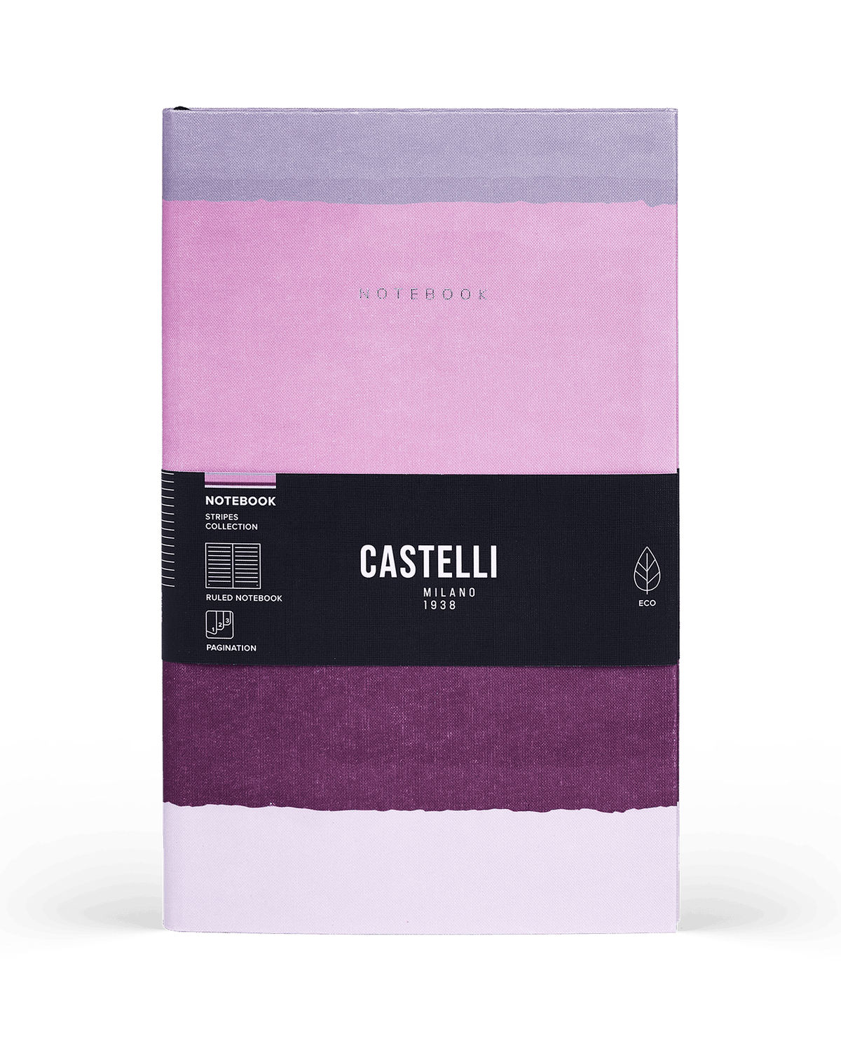 Carnet CASTELLI MILANO Stripes - 19 x 25 cm - Hardcover - Ligné - Bubblegum - 8056149954621