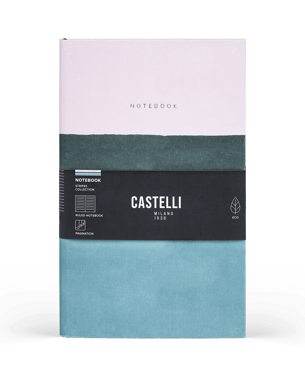 Carnet CASTELLI MILANO Stripes - 19 x 25 cm - Hardcover - Ligné - Dusty Pink - 8056149954584