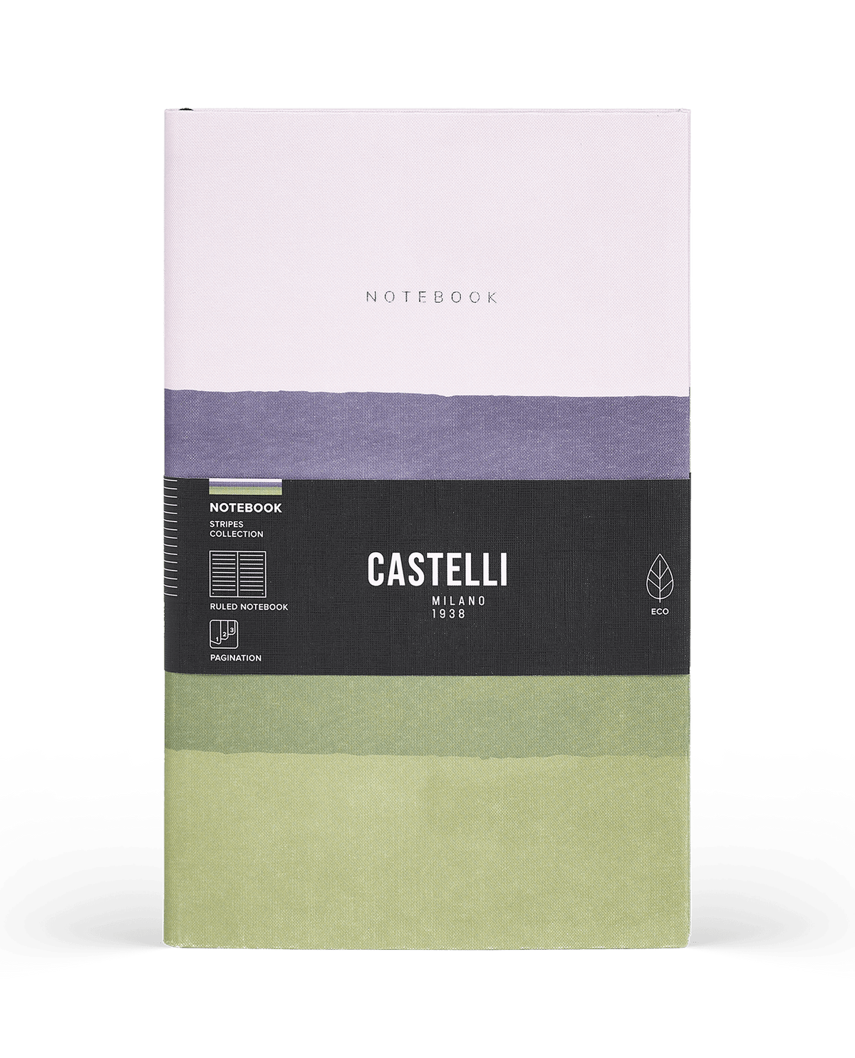 Carnet CASTELLI MILANO Stripes - 19 x 25 cm - Hardcover - Ligné - Mauve - 8056149954638