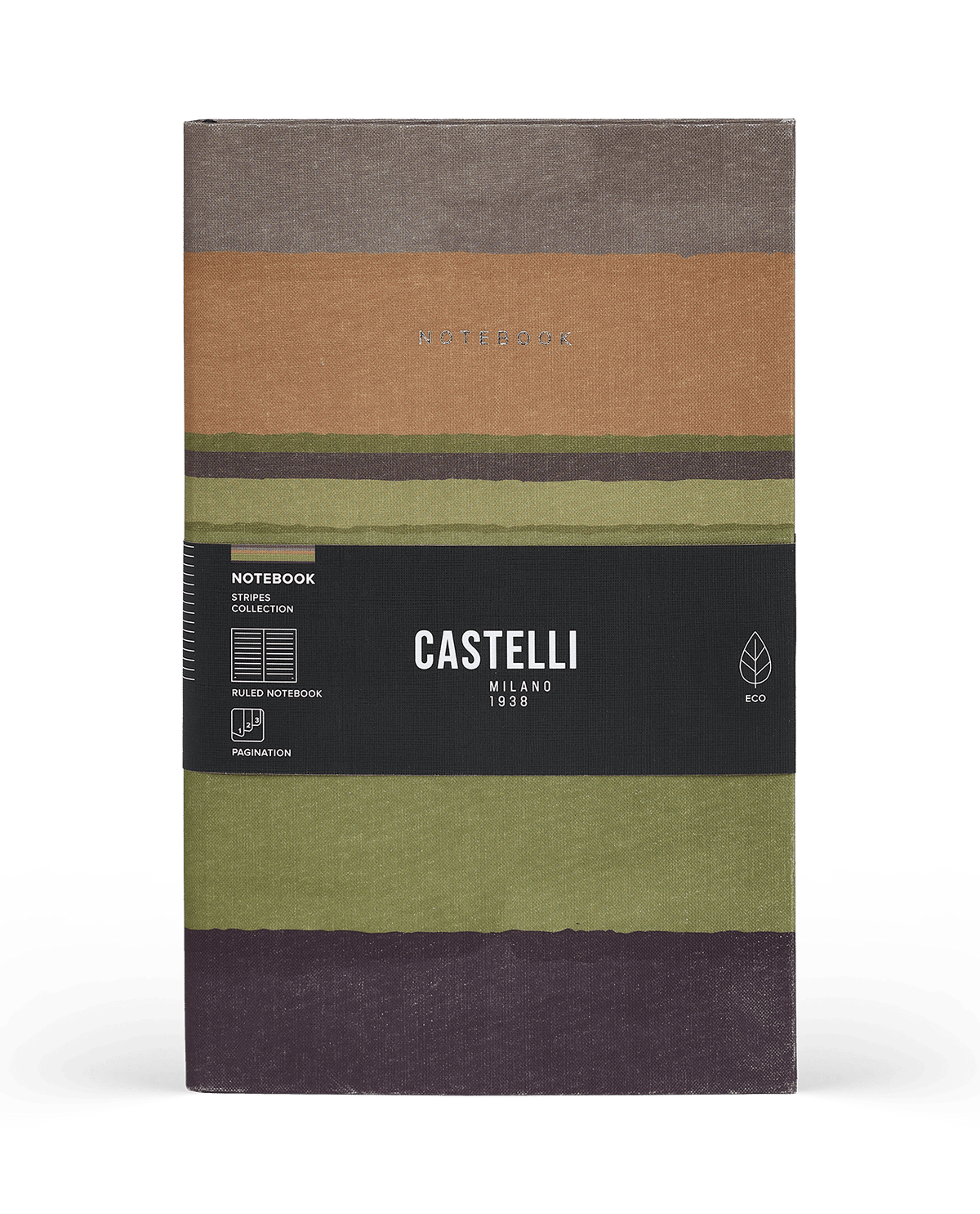 Carnet CASTELLI MILANO Stripes - 19 x 25 cm - Hardcover - Ligné - Mustard - 8056149954645