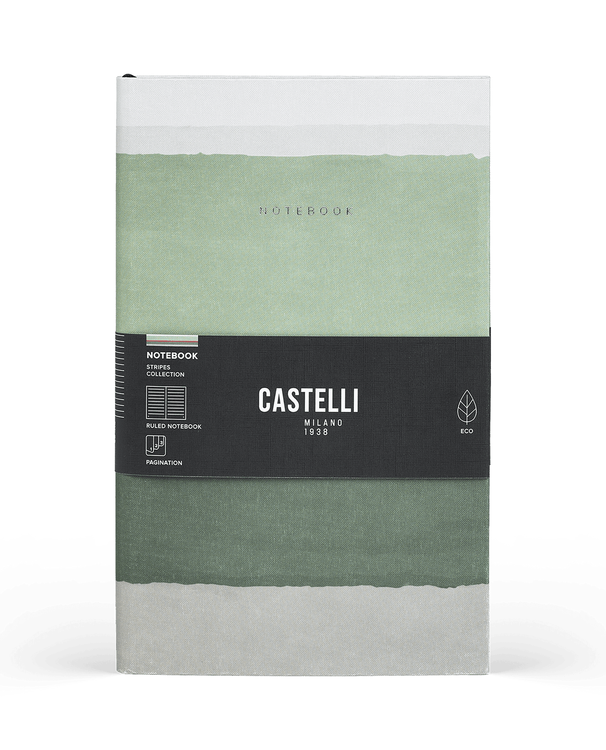 Carnet CASTELLI MILANO Stripes - 19 x 25 cm - Hardcover - Ligné - Sage - 8056149954577
