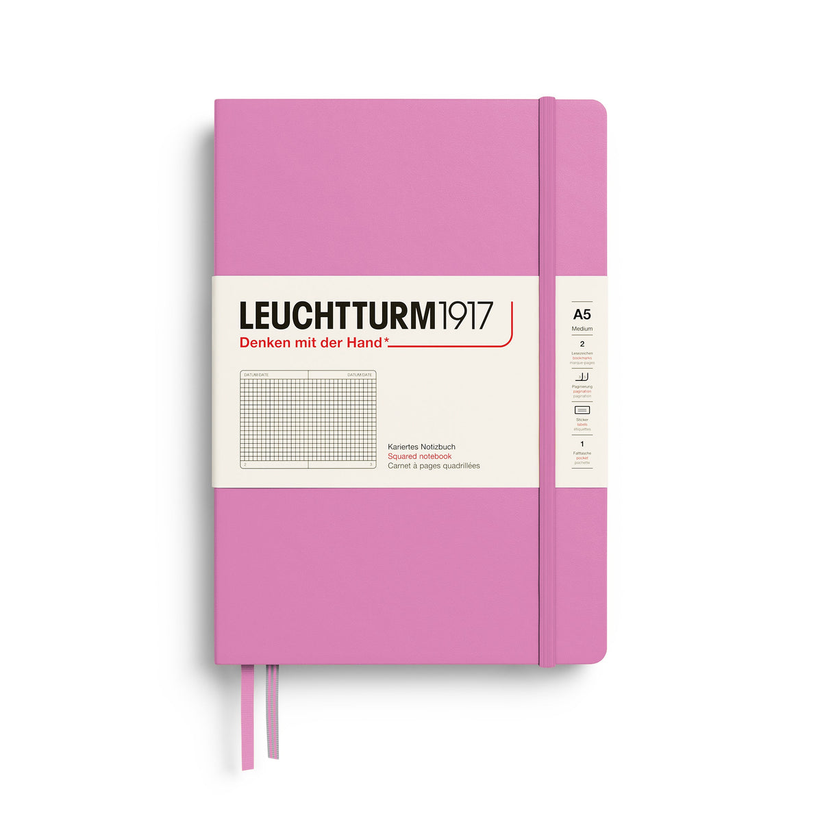 Carnet LEUCHTTURM1917 Classic - A5 - Hardcover - Quadrillé - Bubblegum - 4070292008219