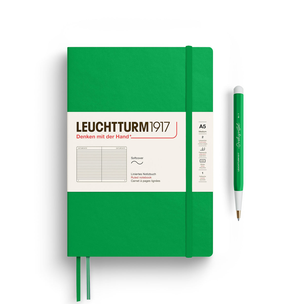 Carnet LEUCHTTURM1917 Classic - A5 - Softcover - Ligné - Spring Leaf - 4004117661471