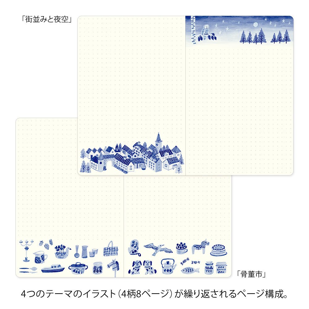 Carnet MIDORI Notebook Yuru Log - B6 - Pointillé - Bleu Nordique - 