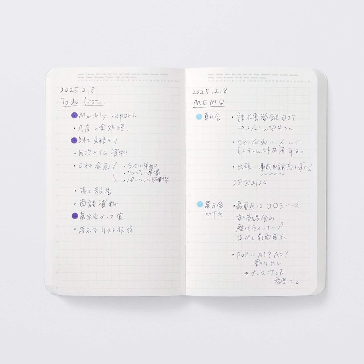 Carnet STÁLOGY 1/2 Year Notebook - B6 Slim - Softcover - Quadrillé - Black - 4904140081881