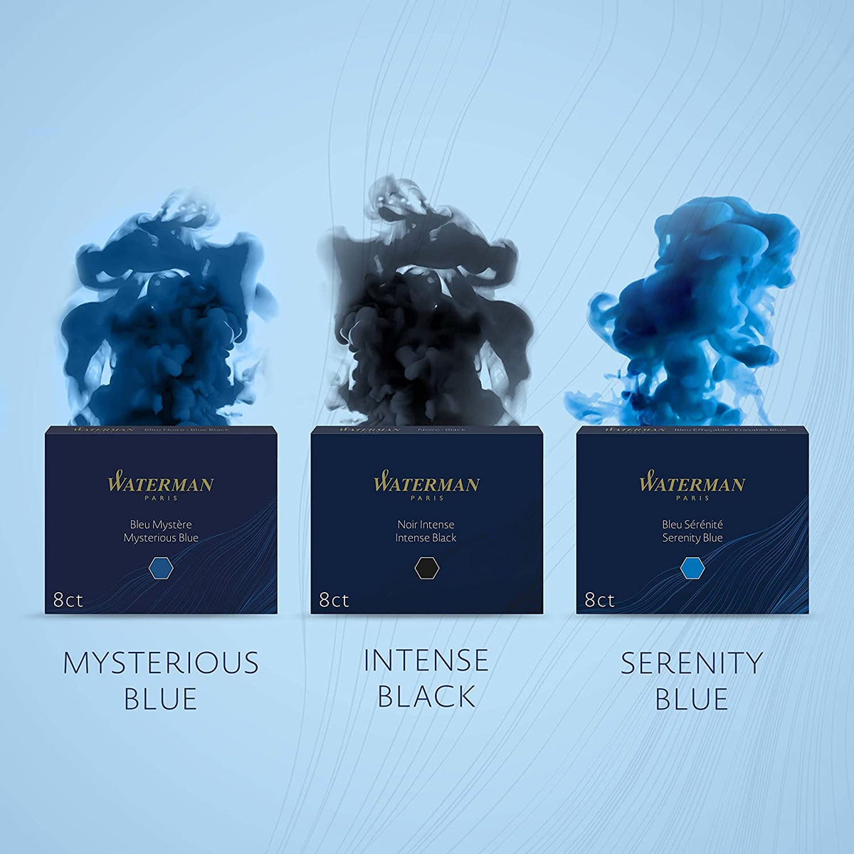 Cartouches d'encre WATERMAN, long format - Bleu Mystère - 3034325200798