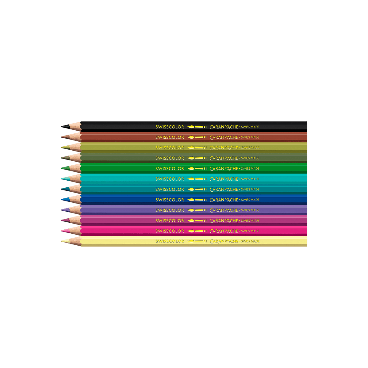Crayons de couleur aquarellables SWISSCOLOR Aquarelle - Set 12 couleurs Kawaii Funny Monsters - CARAN D'ACHE - 7630002364782