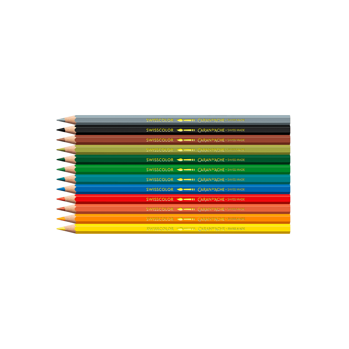 Crayons de couleur aquarellables SWISSCOLOR Aquarelle - Set 12 couleurs Kawaii Swiss Mountains - CARAN D'ACHE - 7630002364874