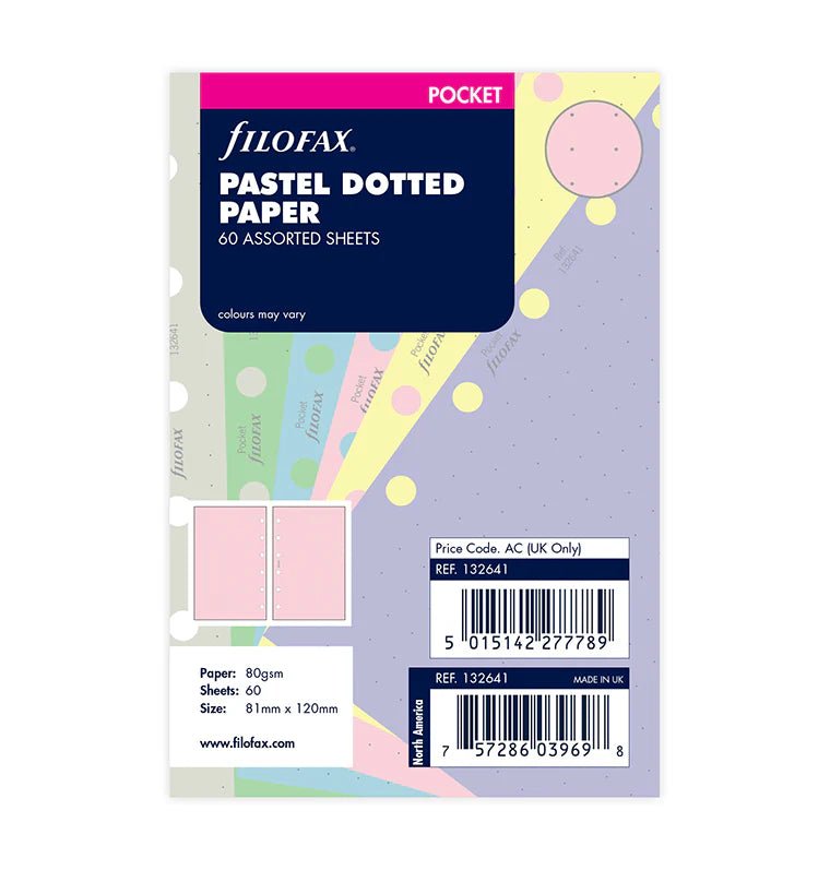 Feuilles de notes pointillées FILOFAX - Assortiment Pastel - Pocket - Pocket - Pointillé - 5015142277789