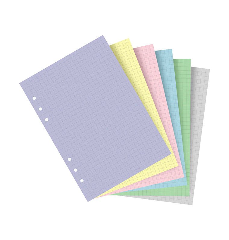 Feuilles de notes quadrillées FILOFAX - Assortiment Pastel - A5 - A5 - Quadrillé - 5015142277567