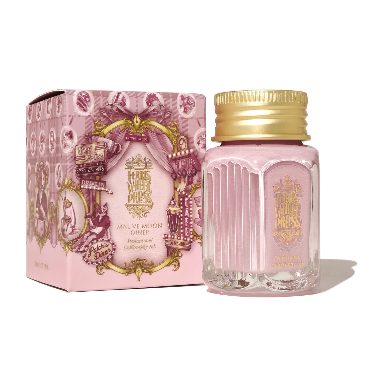 Flacon d'encre FERRIS WHEEL PRESS - Professional Calligraphy Ink - Mauve Moon Diner (28ml) - 