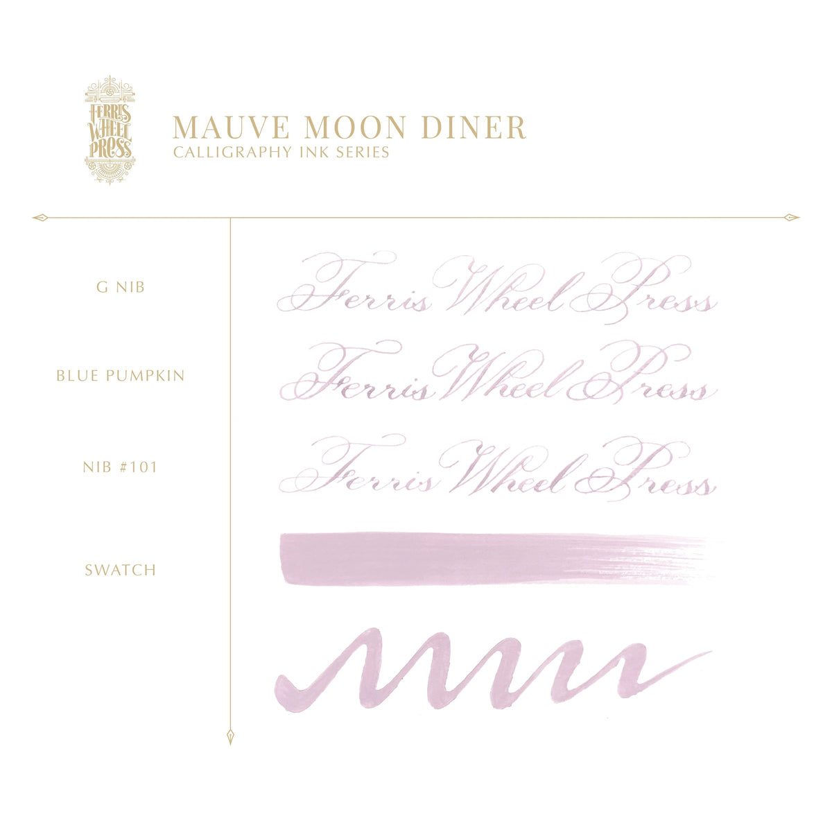 Flacon d'encre FERRIS WHEEL PRESS - Professional Calligraphy Ink - Mauve Moon Diner (28ml) - 