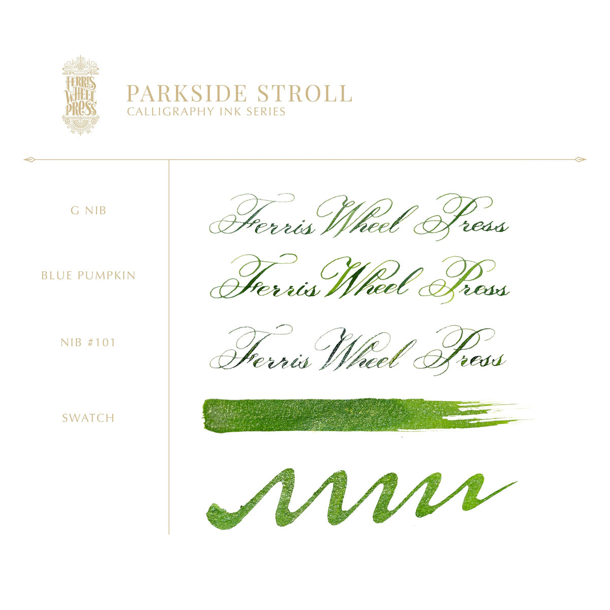 Flacon d'encre FERRIS WHEEL PRESS - Professional Calligraphy Ink - Parkside Stroll - 28 ml - 818351003553