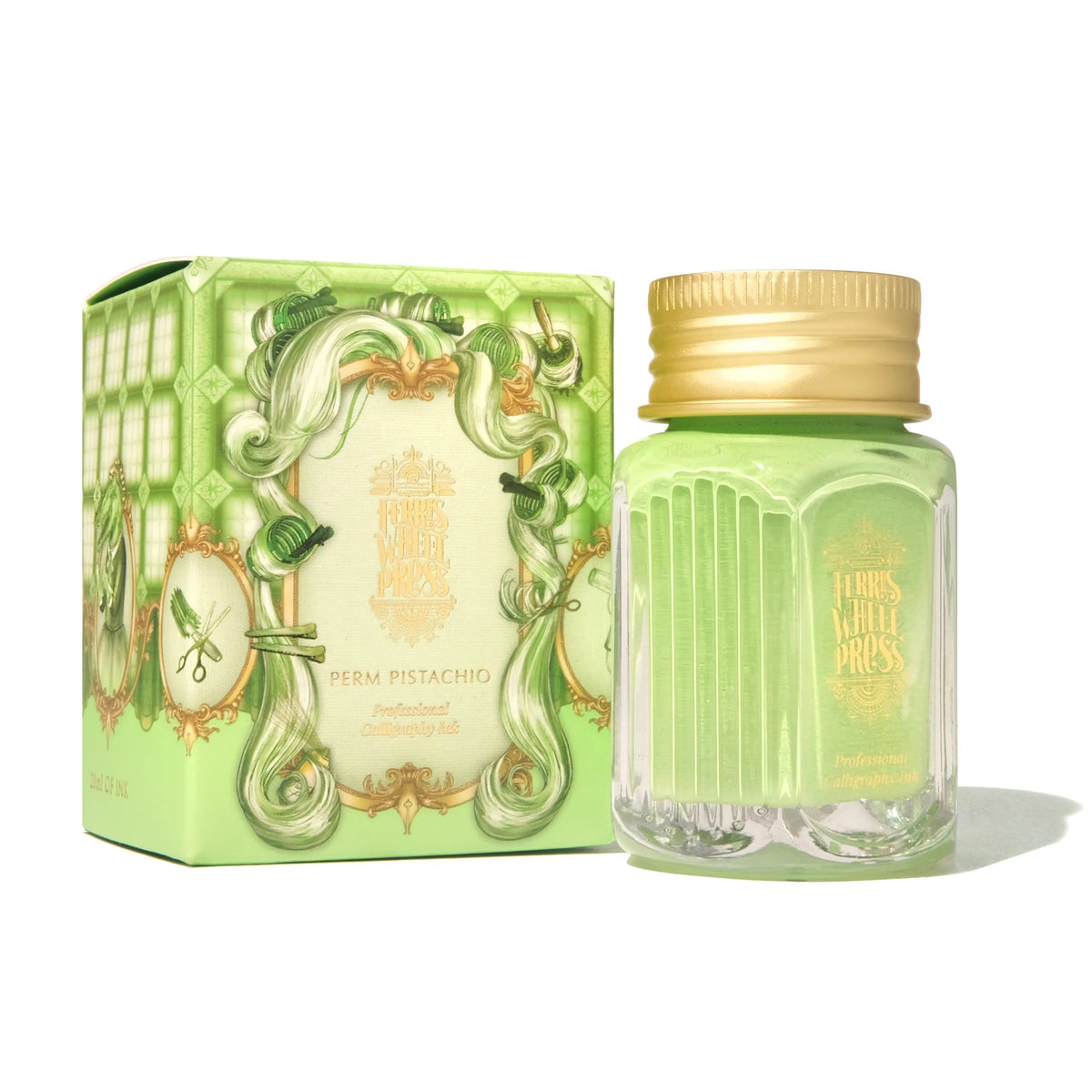 Flacon d'encre FERRIS WHEEL PRESS - Professional Calligraphy Ink - Perm Pistachio (28ml) - 818351004628