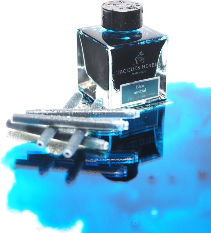 Flacon d'encre JACQUES HERBIN - Les Encres Essentielles - Bleu Austral - 50 ml - 3188555131169