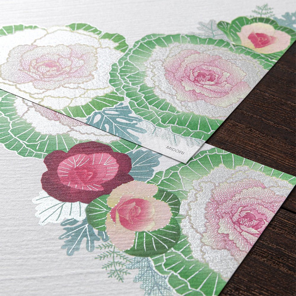 Papier à lettres MIDORI washi - 177 x 168 mm - Choux d'Ornement - 4902805810043