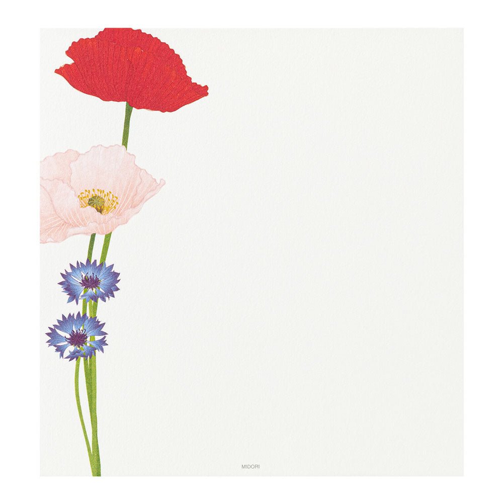 Papier à lettres MIDORI washi - 177 x 168 mm - Coquelicots - 