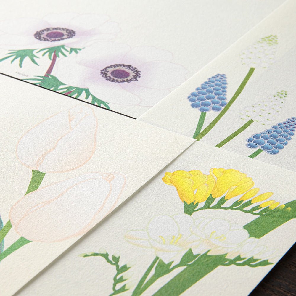 Papier à lettres MIDORI washi - 177 x 168 mm - Fleurs de Printemps - 4902805871570