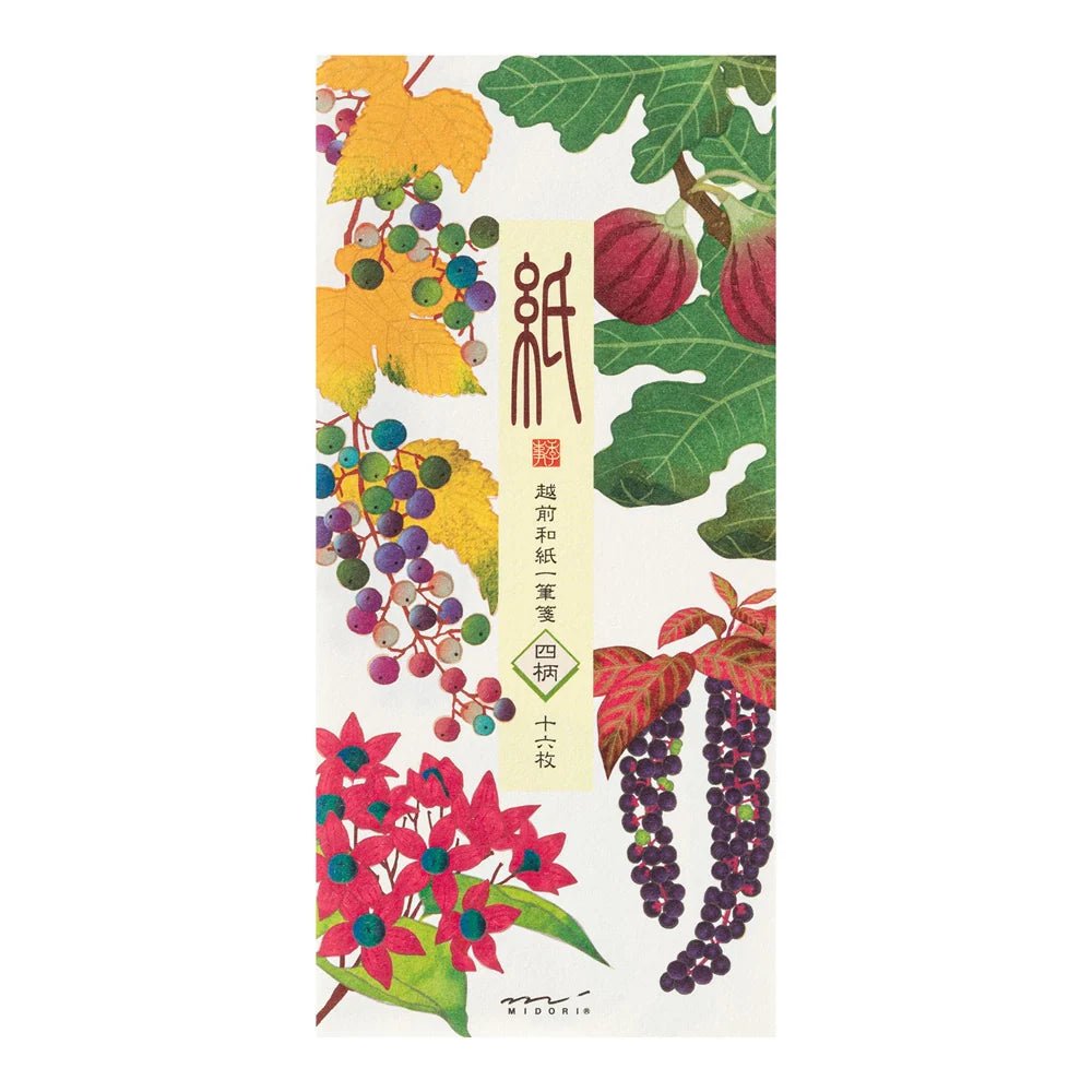 Papier à lettres MIDORI washi - 177 x 84 mm - Fruits d’automne - 4902805896092