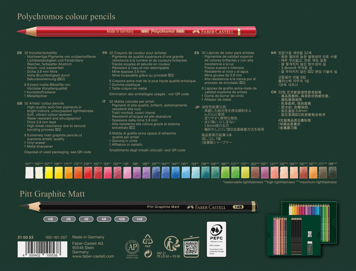 POLYCHROMOS & PITT GRAPHITE MATT - Coffret 40 Couleurs - 4005402100538