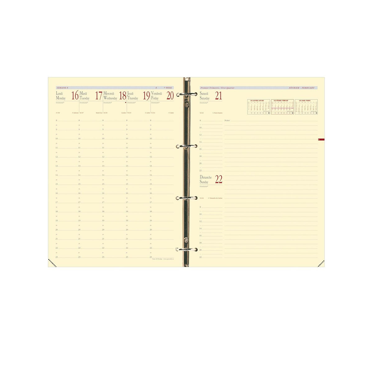 Recharge Organiseur 2024-2025 QUO VADIS Timer 29 Prestige - 1 semaine + notes - 21 x 29.3 cm - 3371010119141