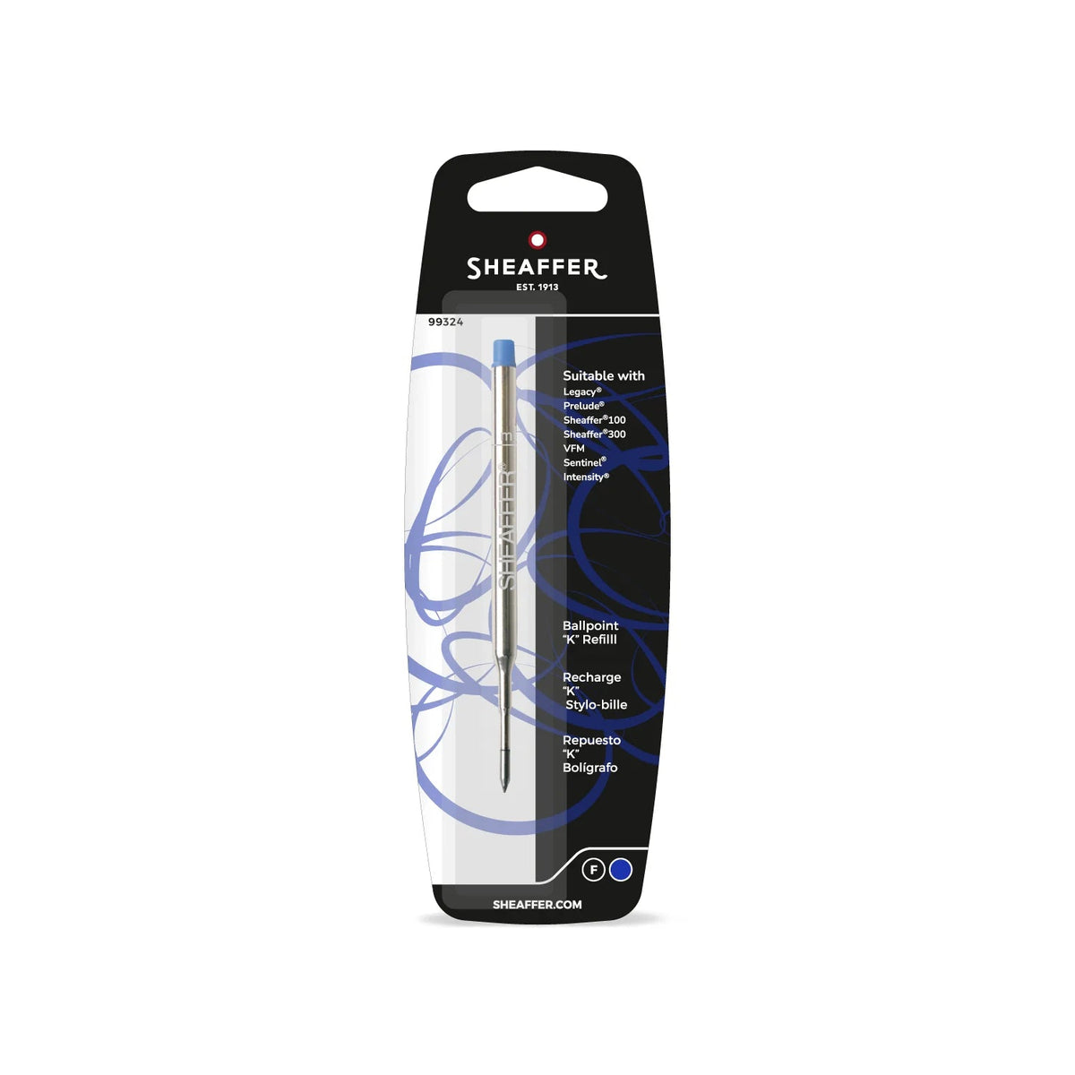 Recharge stylo bille SHEAFFER "K" - Fine (F) - Bleu - 0074040993240