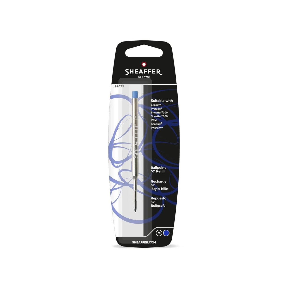 Recharge stylo bille SHEAFFER "K" - Medium (M) - Bleu - 0074040993257