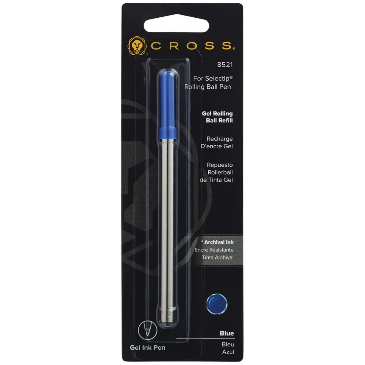 Recharge stylo roller CROSS - Medium (M) - Bleu - 073228085210