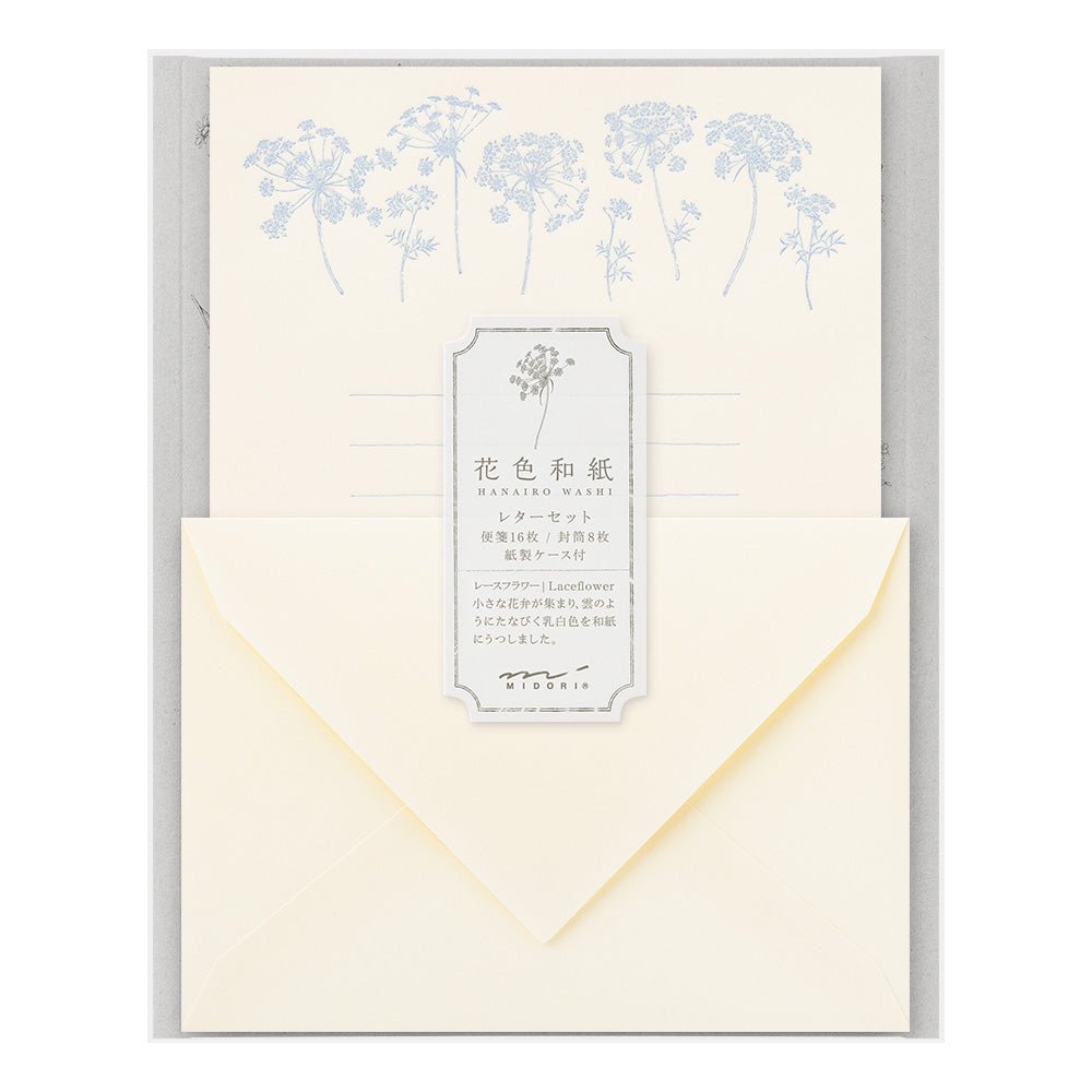 Set de correspondance MIDORI washi Hanairo - Blanc - 4902805869287