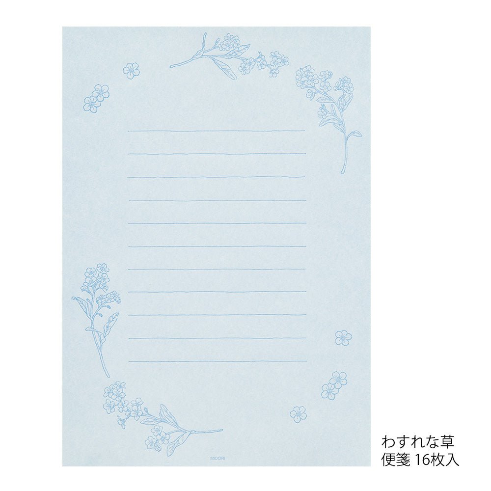 Set de correspondance MIDORI washi Hanairo - Bleu - 4902805869324