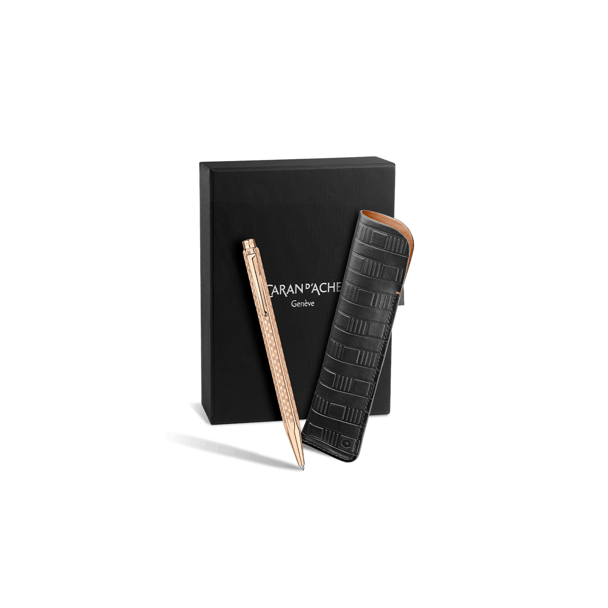 Set stylo bille CARAN D'ACHE Ecridor Damier Édition Spéciale - Doré Rose - 7630002365215