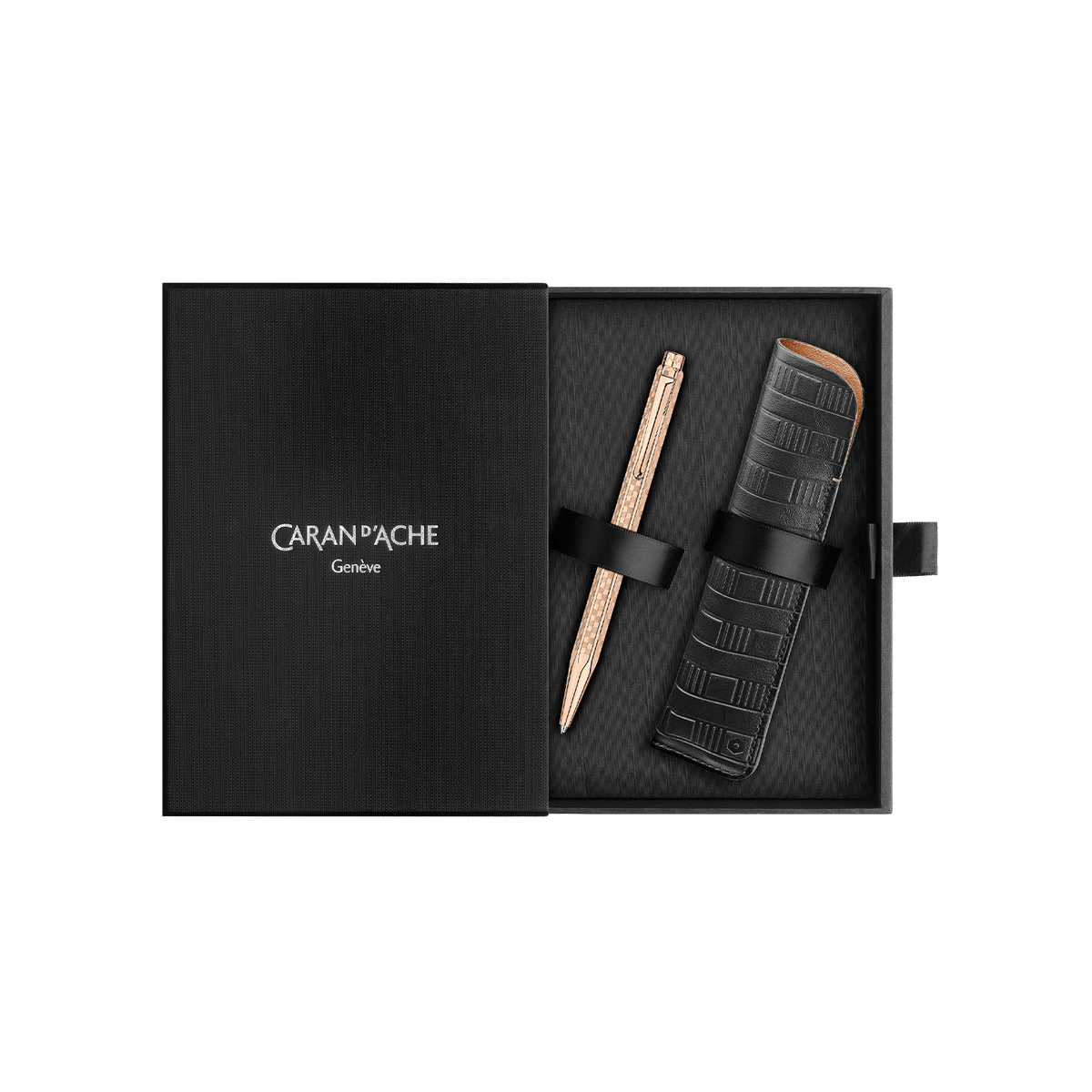 Set stylo bille CARAN D'ACHE Ecridor Damier Édition Spéciale - Doré Rose - 7630002365215