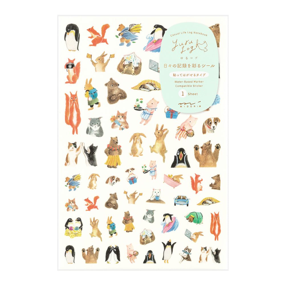 Stickers repositionnables MIDORI Yuru Log - Animaux - 4902805826778