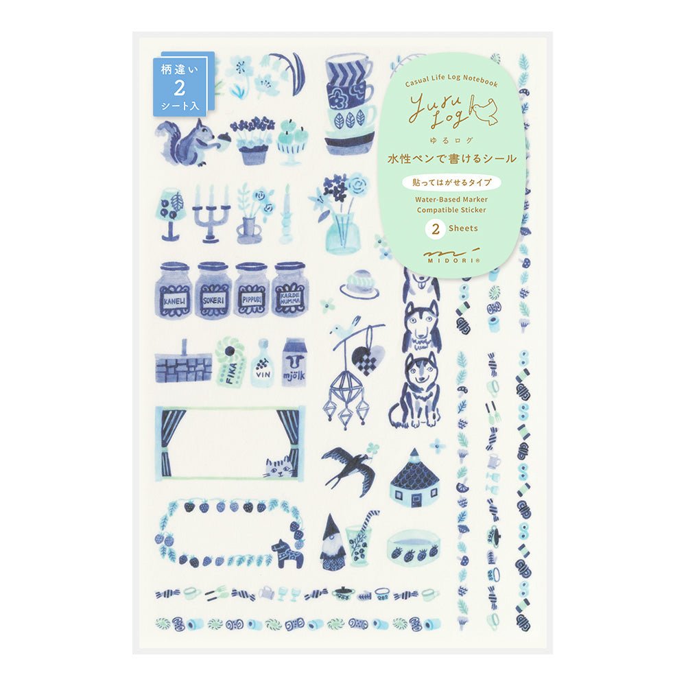 Stickers repositionnables MIDORI Yuru Log - Bleu Nordique - 
