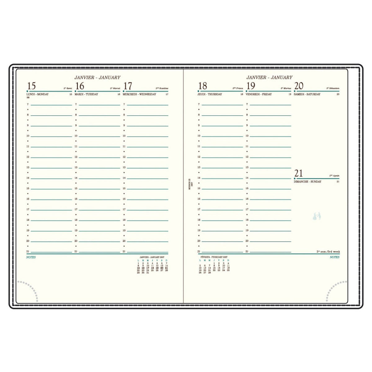 Agenda MIGNON A22 Croco Savannah - 23.2 x 16 cm - 1 semaine sur 2 pages - Framboise royale - 3489392234588