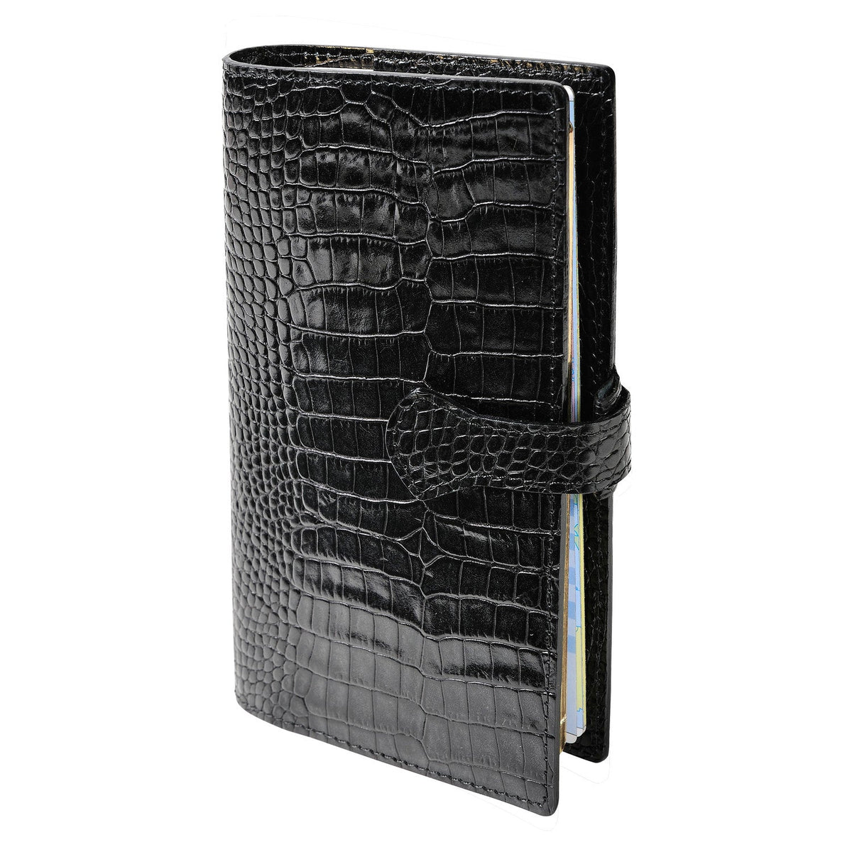 Organiseur Mignon AK18 Croco Savannah - 18.5 x 10.8 cm - 1 semaine + notes - Noir -