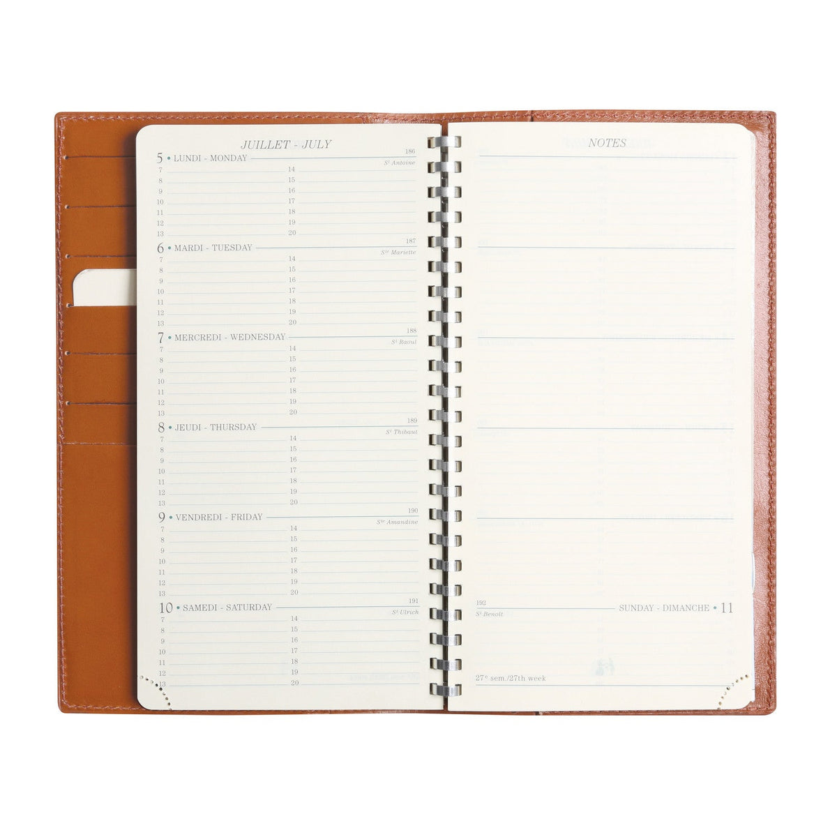 Organiseur Mignon AK18 Veau Boboli - 18.5 x 10.8 cm - 1 semaine + notes - Camel -